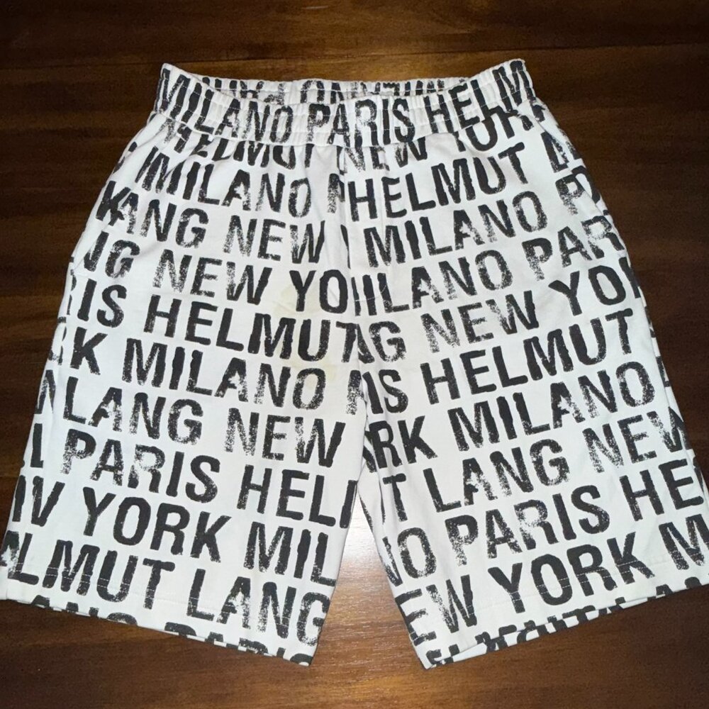 Helmut Lang Men's "ALL OVER" White Sweat Shorts Size M Made In Portugal